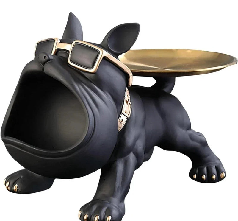 Escultura Bulldog com Bandeja