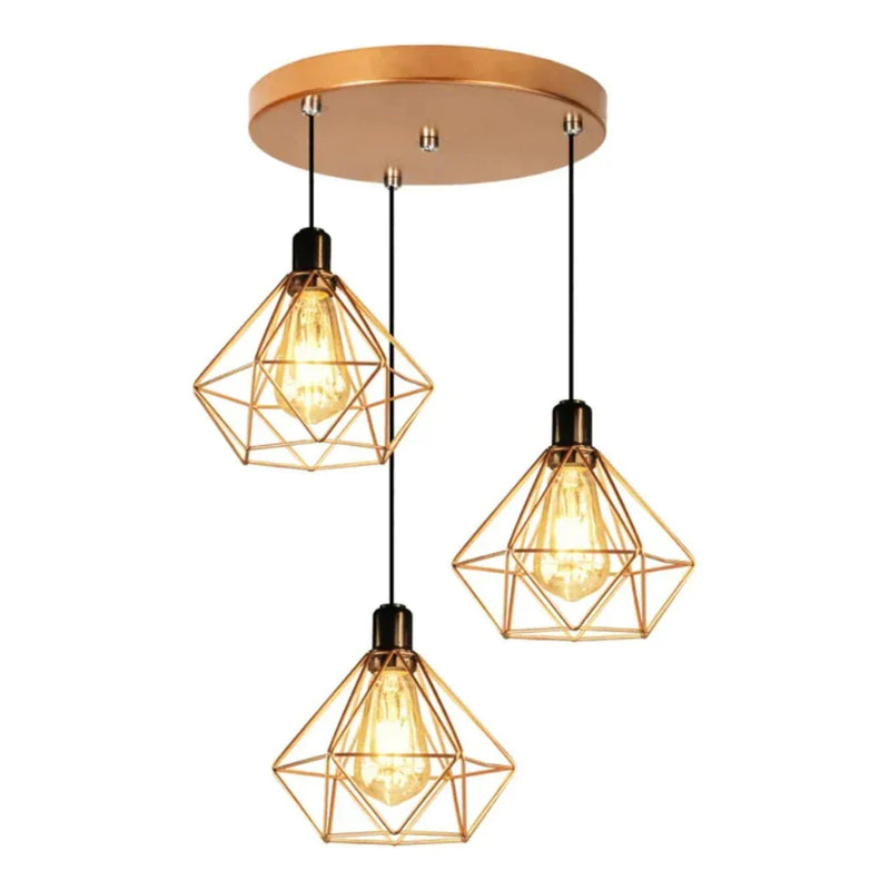 Luminária Pendente Triplo Aramado Diamante LED