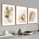 Kit 3 Quadros Decorativos Folhagem Dourada | Moderno