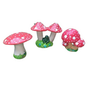 Kit 3 Cogumelos em Cerâmica | Enfeite Decorativo para Jardim