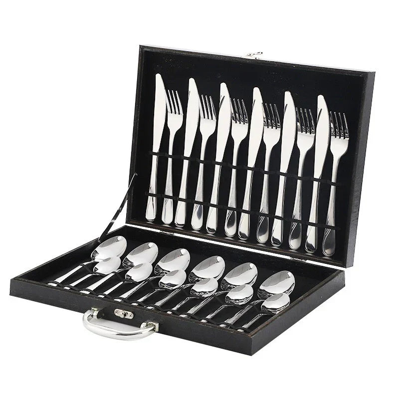 Jogo de Talheres 24 Peças | Faqueiro Inox Premium