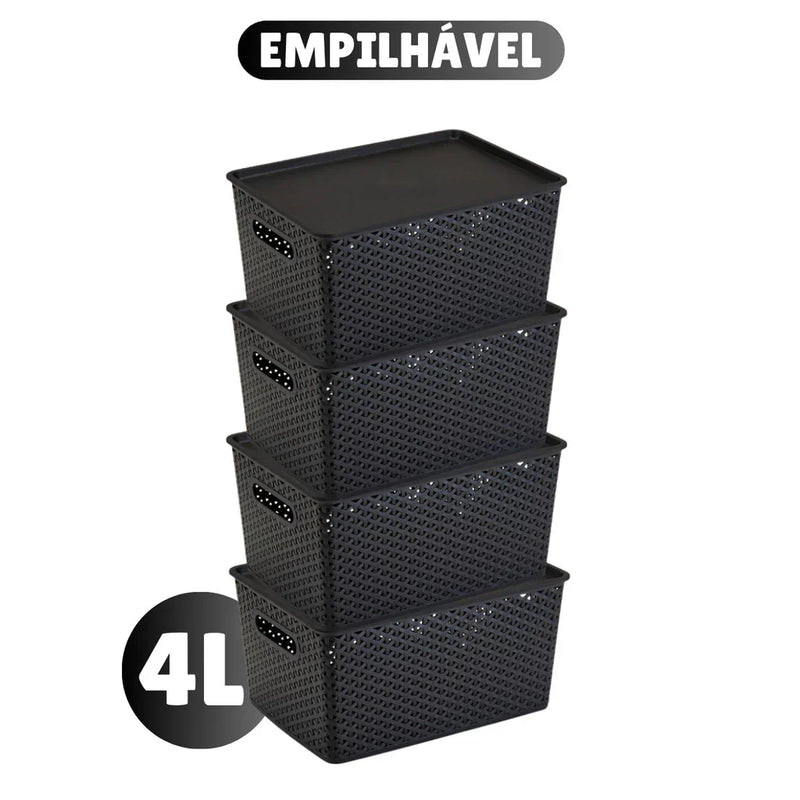 Kit 6 Cestos Organizadores Rattan